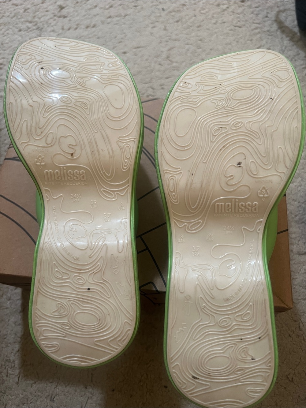 Melissa Free Platform Flip Flops - Lime Green - Picture 5 of 6